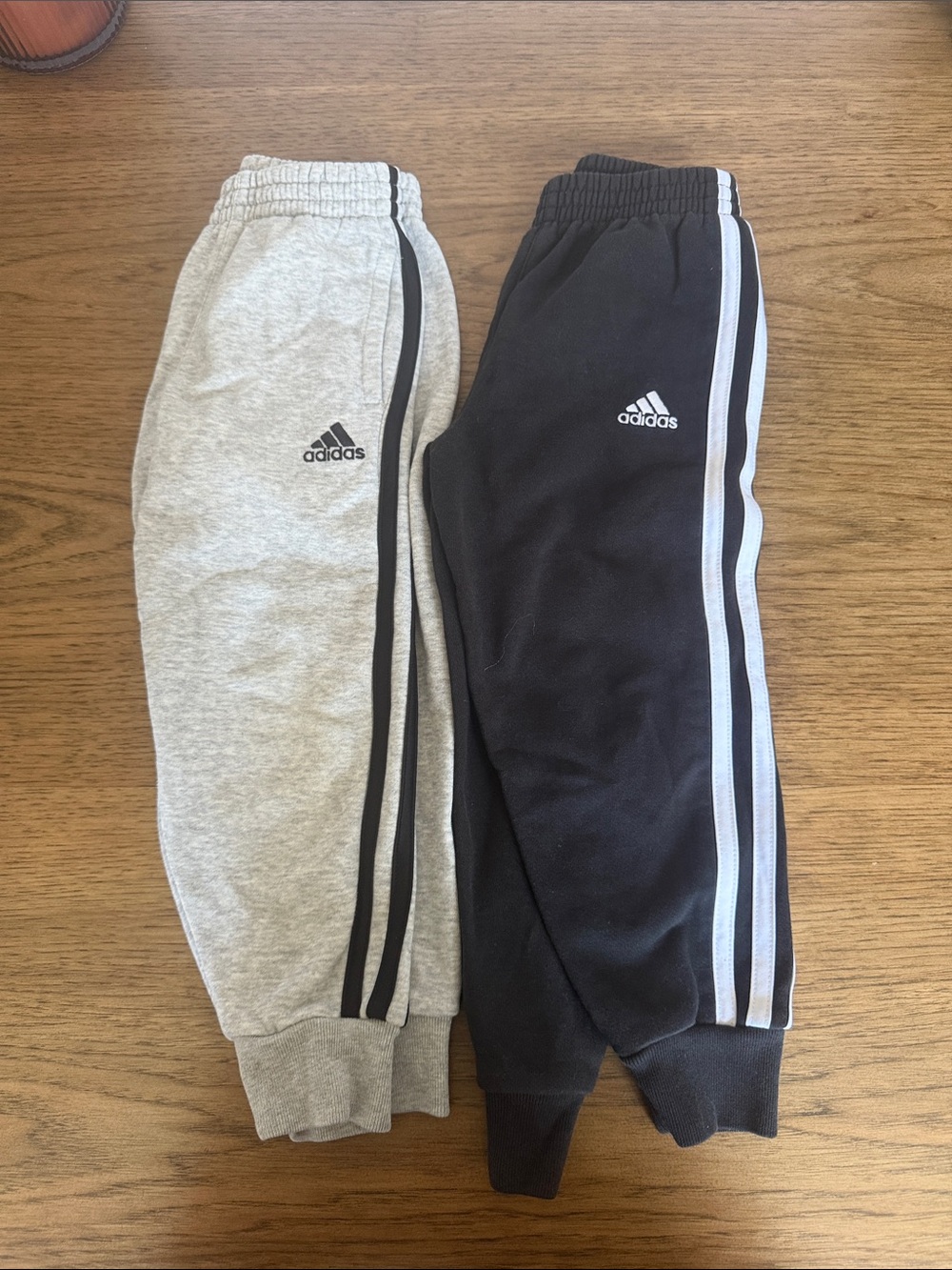 Bundle of 2 adidas Kids Sweatpants in Gray & Black with Signature Stripes
